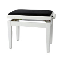 GEWA Piano bench Deluxe White high gloss Black cover