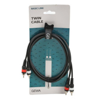 GEWA Twin cable Basic Line, 6m, 2x Cinch - 2x Cinch, black