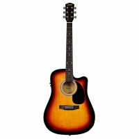 FENDER Squier SA-105CE, Dreadnought Cutaway, Stained HardwoodFingerboard, Sunburst