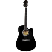FENDER Squier SA-105CE, Dreadnought Cutaway, Stained Hardwood Fingerboard, Black
