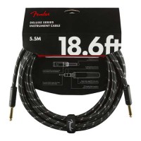 FENDER Deluxe Series Instrument Cable, Straight/Straight, 18.6', Black Tweed