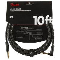 Fender Deluxe Series Instrument Cable, Straight/Angle, 10', Black Tweed 