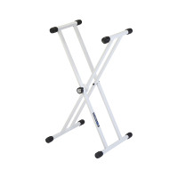 QUIKLOK T20 WH-BB T-ReX Double Brace Single Tier Keyboard Stand - White Finish - Brown Box