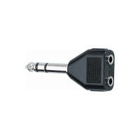 Quiklok AD23 Adaptor - Stereo 6.3mm jack plug to 2 stereo 3.5mm jack sockets