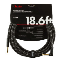 Fender Deluxe Series Instrument Cable, Straight/Angle, 18.6', Black Tweed