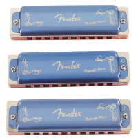 Fender Midnight Blues Harmonica, Pack of 3, with Case