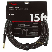 Fender Deluxe Series Instrument Cable, Straight/Angle, 15', Black Tweed 