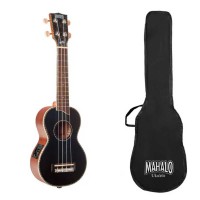 Mahalo MP1EBK Pearl Series, Soprano Ukulele, Solid Top, Black, With MEQ2 Preamp,With bag