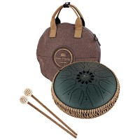 MEINL MOSTD4DG Octave Steel Tongue Drum Dark Green , F#Minor, 432 Hz Incl. Bag & Two Mallets