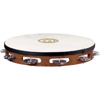 Meinl TAH1AB Hand Tambourine Meinl Antique Brown, Wood, Goatskin Steel Jingles 1 Row