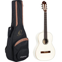 Ortega R121SNWH Nylon 6-Str. Guitar White, Mahogany Body, Spruce Slim Neck, Incl. Gigbag