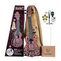 Ortega K2SS-RKC Ukulele Set, Soprano Keiki Super Scale, Red Kaleidoscope