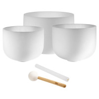 Meinl Sonic Energy White-Frosted Crystal Singing Bowls Set 3 pcs - A4/F4/C4/432 Hz