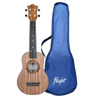 Flight TUS50, Travel soprano ukulele, Walnut top, laser rossete, ABS B&S, Walnut