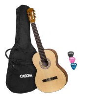 Cascha Student Series Classical Guitar 4/4 Bundle, Natural Matt