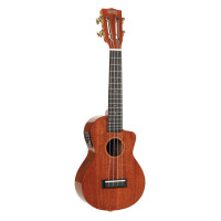 Mahalo ukulele, concert, cutaway electric acoustic, 3 tone sunburst, with padded bag