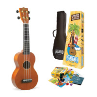Mahalo MR1TBRK Learn 2 Play ukulele pack, trans. brown
