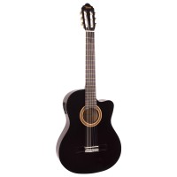 Valencia VC104CVTBK Classical Guitar, Black, Cutaway Electric Acoustic (With VT200 Pickup)