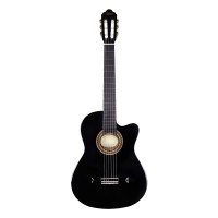 Valencia VC104TCBK Classical Guitar, Thin Body Cutaway, Black