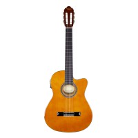 Valencia VC104TCE Classical Guitar, Thin Body Cutaway Electric Acoustic, Natural