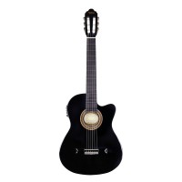 Valencia VC104TCEBK Classical Guitar, Thin Body Cutaway Electric Acoustic, Black