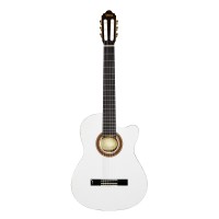 Valencia VC104TCWT Classical Guitar, Thin Body Cutaway, White